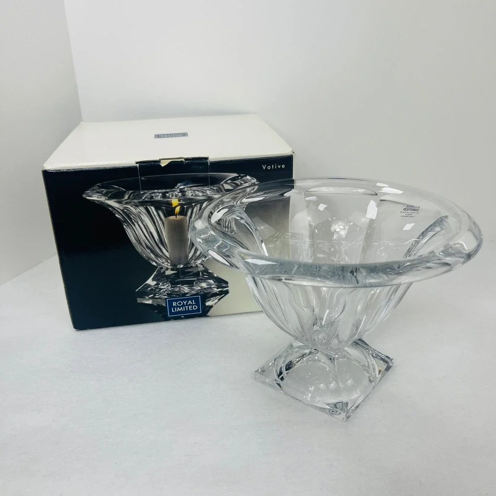 Royal Limited 24% Lead Crystal Votive Candle Holder Czech Republic Flared Bowl